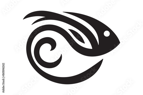 vector silhouette image of a fish logo icon