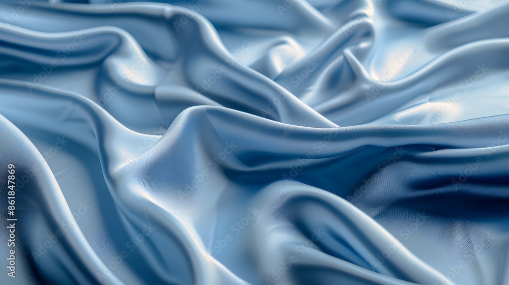 Blue silk fabric background with waves and folds. Texture of satin, luxurious textile for fashion design and elegant backdrop. Blue silk fabric background with waves and folds. Texture of satin, luxurious textile for fashion design and elegant backdrop.
