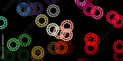 Dark green, red vector template with flu signs.