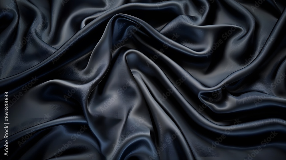 Luxurious Black Satin Fabric Background. Elegant and Smooth Drapery Luxurious Black Satin Fabric Background. Elegant and Smooth Drapery