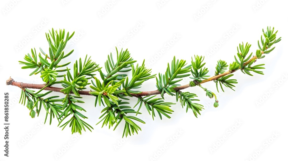 Isolated Sprig of Fresh Green Pine Needles on White Background. Natural Element for Design Isolated Sprig of Fresh Green Pine Needles on White Background. Natural Element for Design