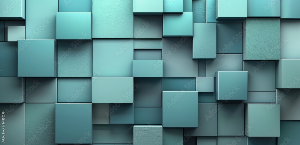 Abstract Teal Cube Wall Pattern Abstract Teal Cube Wall Pattern
