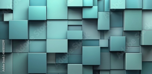 Abstract Teal Cube Wall Pattern