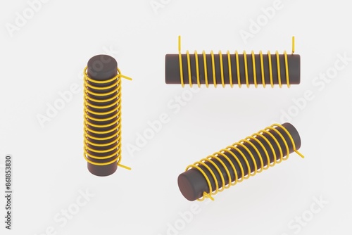 Принти на полотні Ferrite core inductor set on white background. 3d illustration.