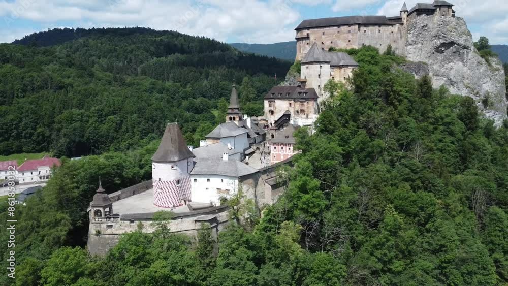 Aerial view of Orava Castle in Slovakia using a drone Aerial view of Orava Castle in Slovakia using a drone