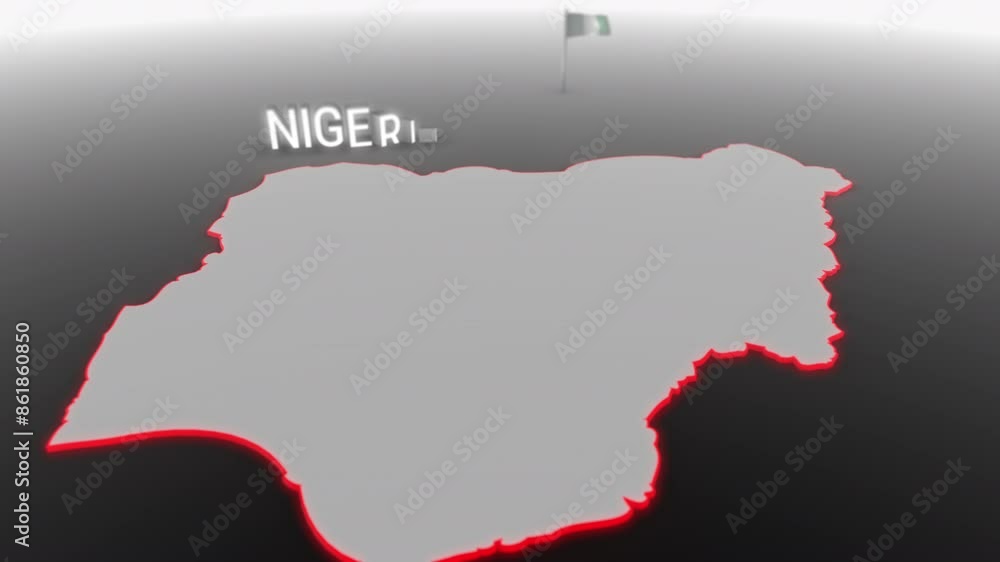 3d animated map of Nigeria gets hit and fractured by the text “War” 3d animated map of Nigeria gets hit and fractured by the text “War”