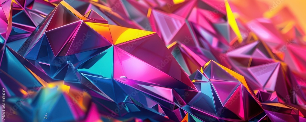 A colorful abstract design with triangles and squares. The colors are bright and vibrant, creating a sense of energy and movement. The design is made up of various shapes and sizes A colorful abstract design with triangles and squares. The colors are bright and vibrant, creating a sense of energy and movement. The design is made up of various shapes and sizes