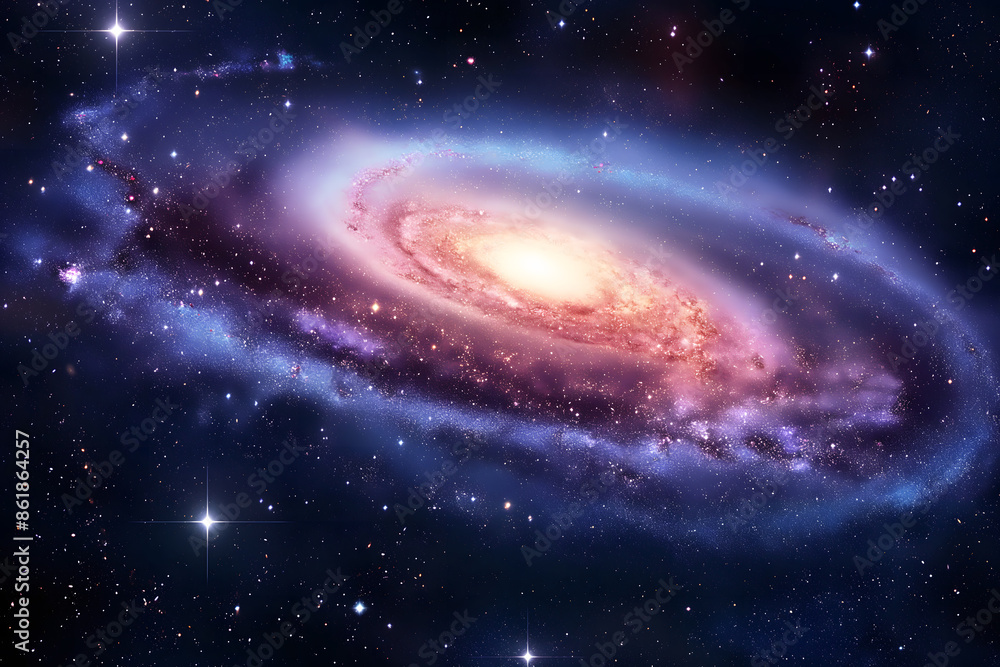 Fototapeta premium space to a spiral galaxy and stars background. generative ai
