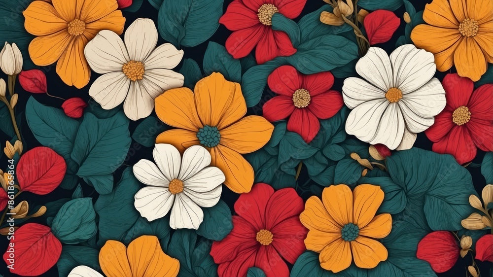 Wallpaper in beautiful rural flowers Wallpaper in beautiful rural flowers