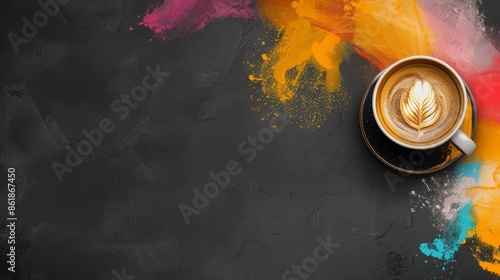 copy space background with Design a graphic to be printed on a redeemable voucher for a cafe with a blackboard theme and bright chalk colours. --ar 16:9 Job ID: 2089b89d-0fe2-49ac-8f9b-aac81c9901ce