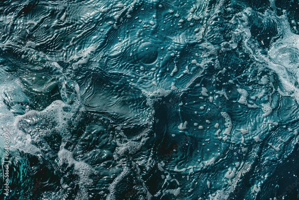 Naklejka premium Rippled dark water with bubbles background. Aquatic surface texture