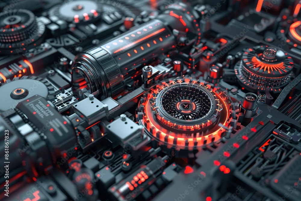 Fototapeta premium Information hi tech, mechanical technology, Media hi tech, mechanical technology Graphic Concept