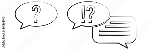 Comment question line icon set. faq line icon. question and answer pictogram. inquire bubble. ask or request sign. frequently asked questions icon for Ui designs.
