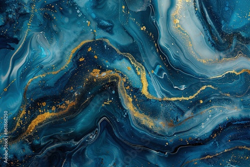 Wallpaper Mural modern conceptual ocean- ART. Natural Luxury. Style incorporates the swirls of marble or the ripples of agate. Very beautiful blue paint with the addition of gold powder Torontodigital.ca