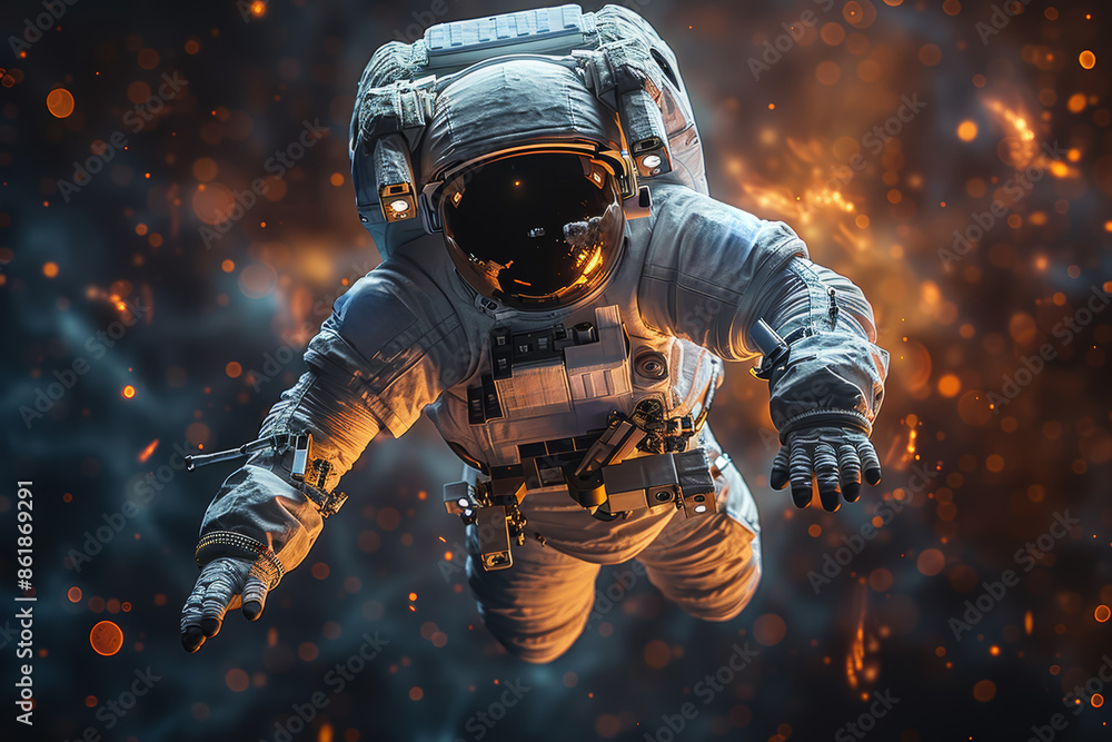 An astronaut floating in the vacuum of space, representing freedom. Concept of weightlessness and exploration. Generative Ai. An astronaut floating in the vacuum of space, representing freedom. Concept of weightlessness and exploration. Generative Ai.
