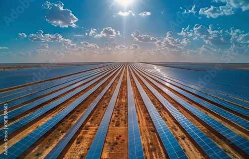 Reflective Solar Panels Under A Bright Summer Sky
