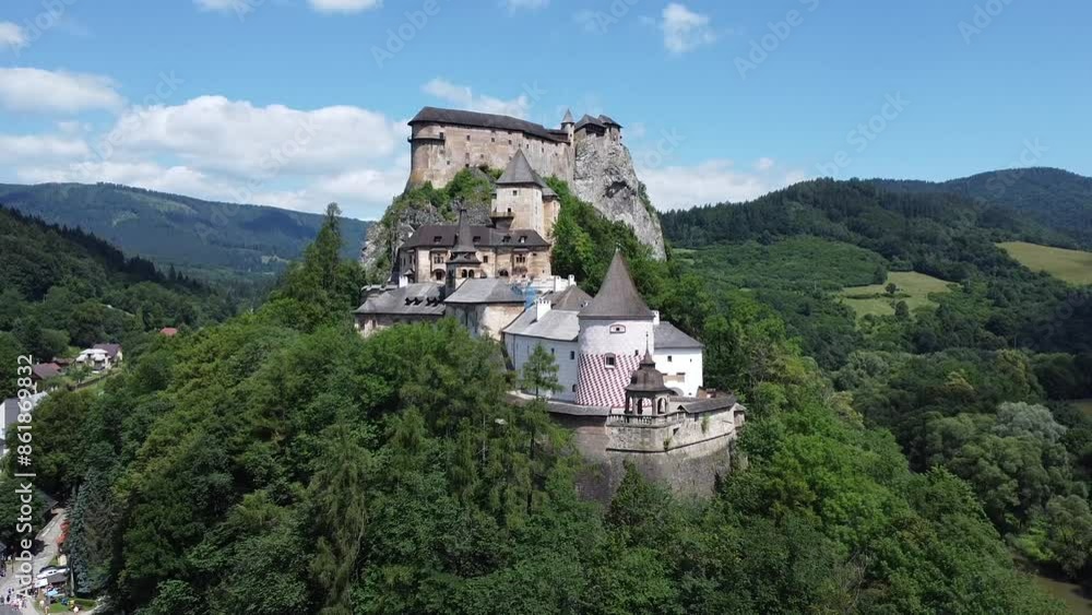 Aerial view of Orava Castle in Slovakia using a drone Aerial view of Orava Castle in Slovakia using a drone