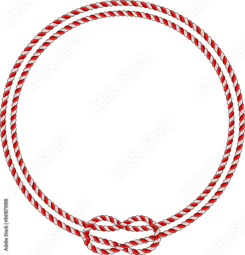 Round rope frame isolated on white background. Twisted cord