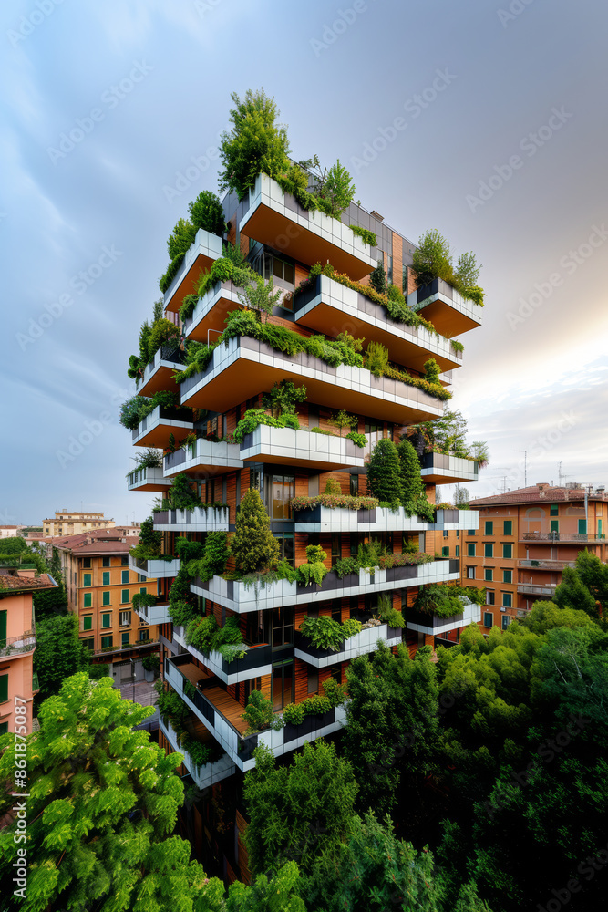 Modern High-Rise with Integrated Vertical Gardens Modern High-Rise with Integrated Vertical Gardens