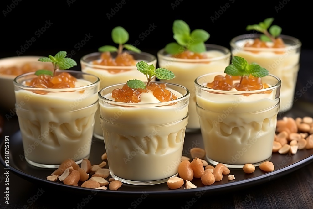 Elegant dessert in glass, topped with cream and crumbs, surrounded by warm candlelight. Elegant dessert in glass, topped with cream and crumbs, surrounded by warm candlelight.