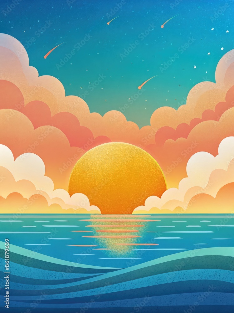Vibrant sunset over a calm ocean. Vibrant sunset over a calm ocean.
