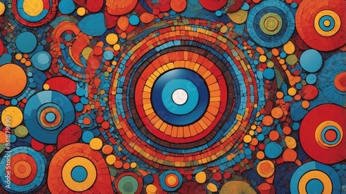 Beautiful blue and orange pattern geometric psychology