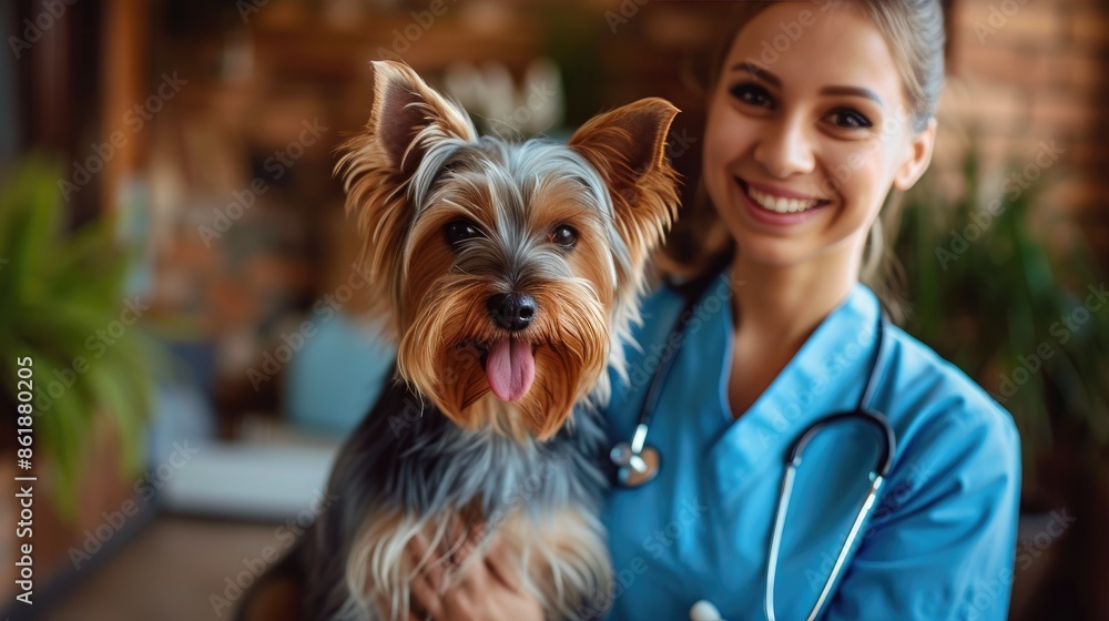 Caring Veterinarian: Dog Wellness Check in Clinic Setting Caring Veterinarian: Dog Wellness Check in Clinic Setting