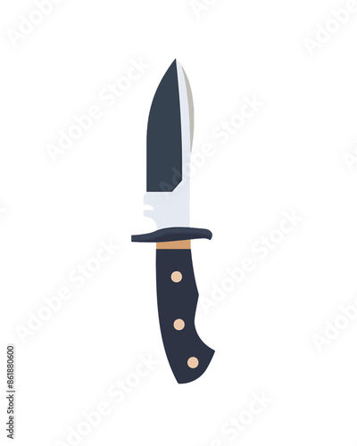 Short very sharp stainless steel hunting knife. Video game asset completely lossless resizable vector art design on white background generative ai