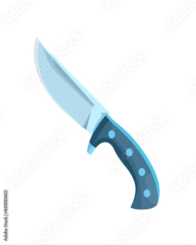 Large hunting style sharp stainless steel blade knife. Video game asset completely lossless resizable vector art design on white background generative ai