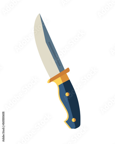 Big blue hunting knife. Video game asset completely lossless resizable vector art design on white background generative ai