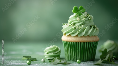 Wallpaper Mural Festive Cupcake with Clover and Green Frosting Torontodigital.ca