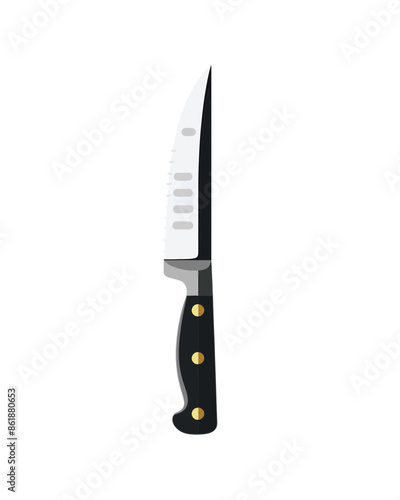 Serrated bladed gourmet steak knife. Weapon vector isolated on a white background.