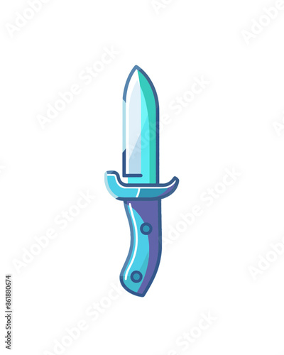 small concealable blue handle sharp blade. Video game asset completely lossless resizable vector art design on white background generative ai