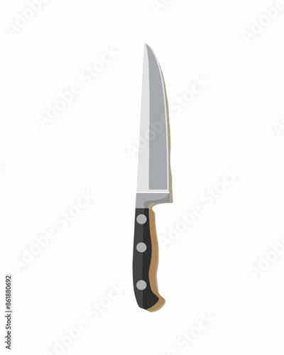 Sharp collectible sterling silver steak knife. Weapon vector isolated on a white background.