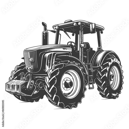 agricultural machine with engraving style black color only