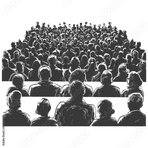 audience with engraving style black color only