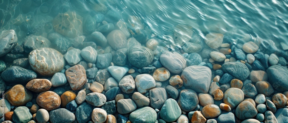 photo of a beach made of smooth stones photo of a beach made of smooth stones