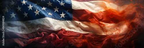 American flag in grunge style. American flag with splashes of paint. Abstract background.