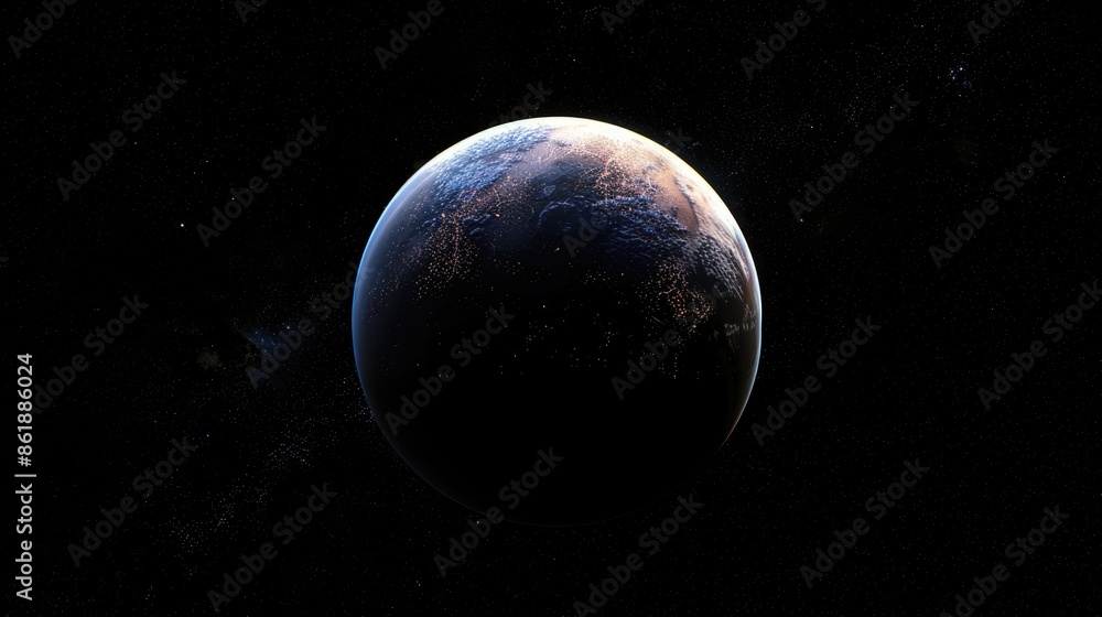 Fototapeta premium Mysterious planet in the darkness of deep space