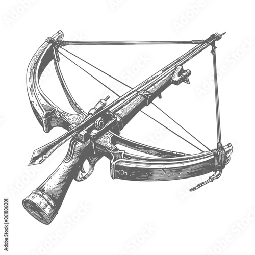 crossbow with engraving style black color only