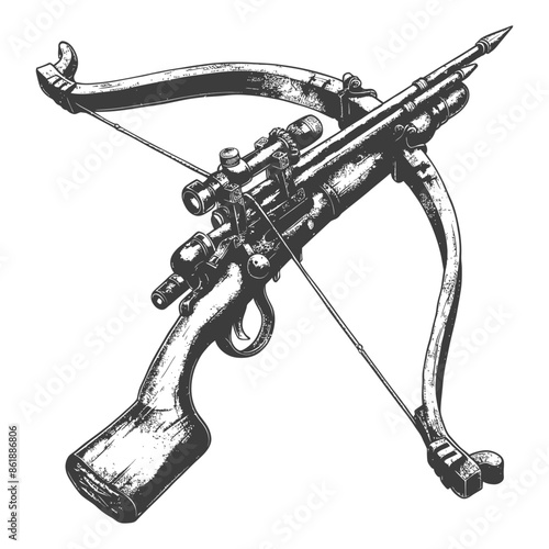 crossbow with engraving style black color only