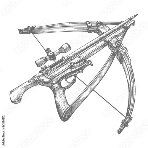 crossbow with engraving style black color only