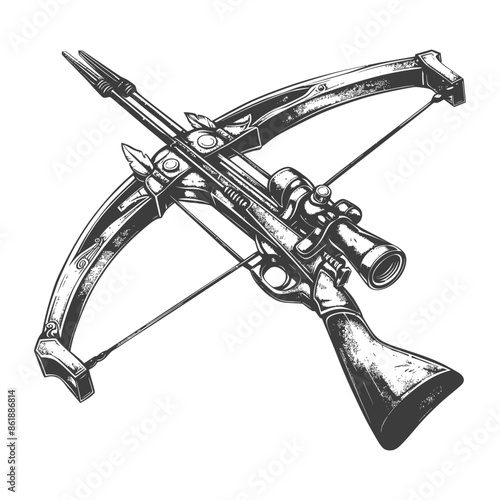 crossbow with engraving style black color only