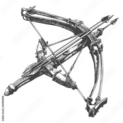 crossbow with engraving style black color only