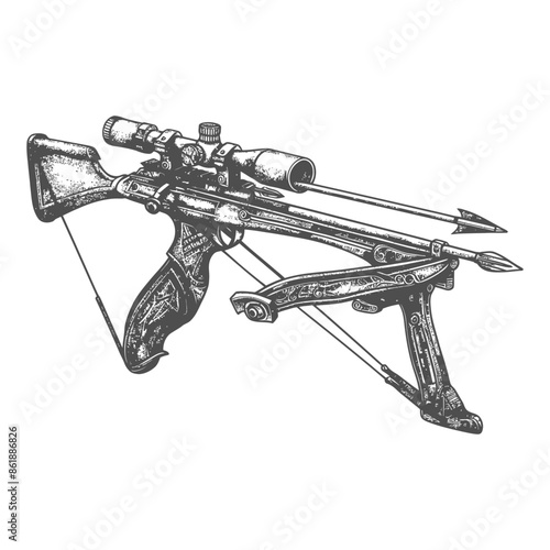 crossbow with engraving style black color only