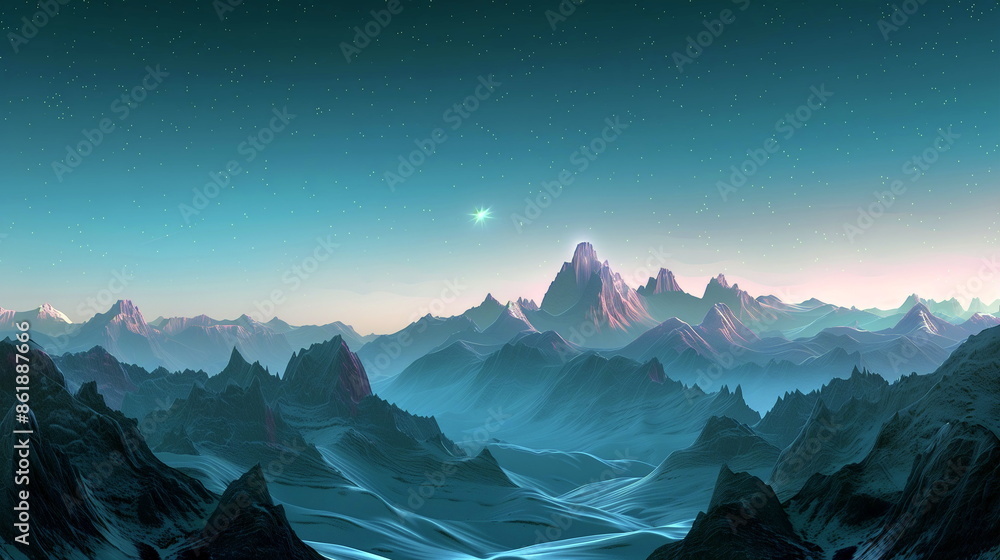 Pastel dusk with a single star appearing above mountains Pastel dusk with a single star appearing above mountains
