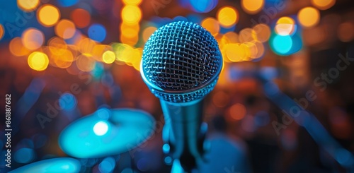 Close Up Of A Microphone On A Stand In A Concert Venue