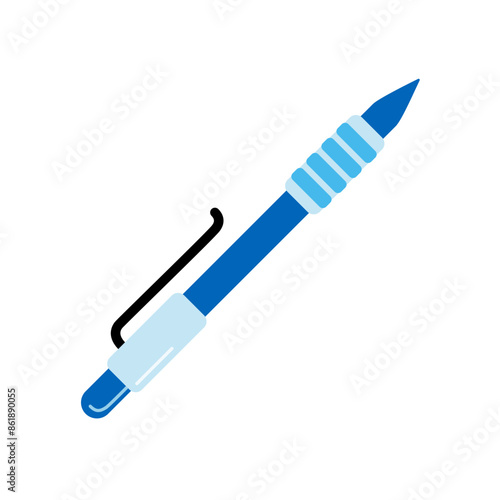 Blue pen mockup icon. Realistic illustration of blue pen mockup vector icon for web design