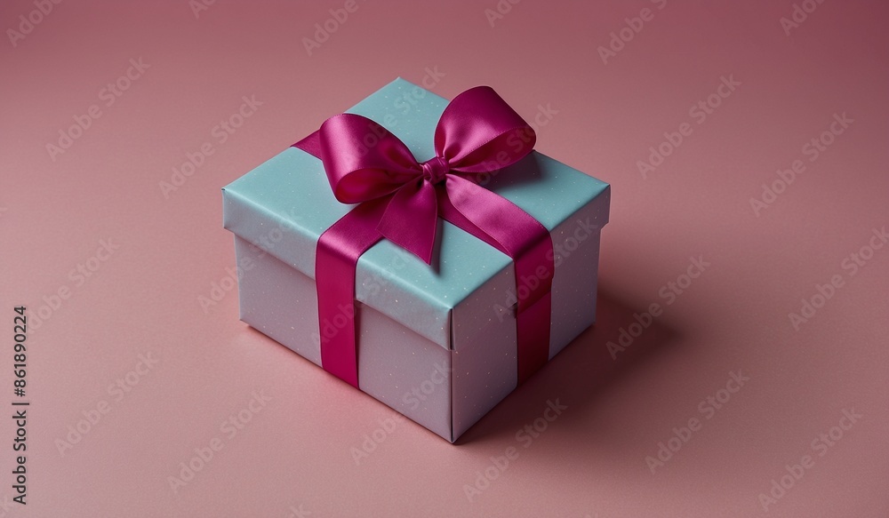 Elegantly wrapped gift box with a shiny pink bow. Elegantly wrapped gift box with a shiny pink bow.