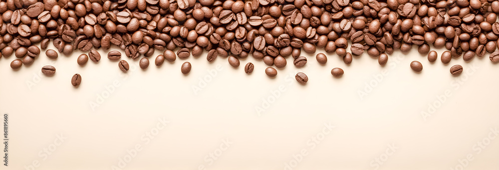 Naklejka premium Food banner with roasted coffee beans